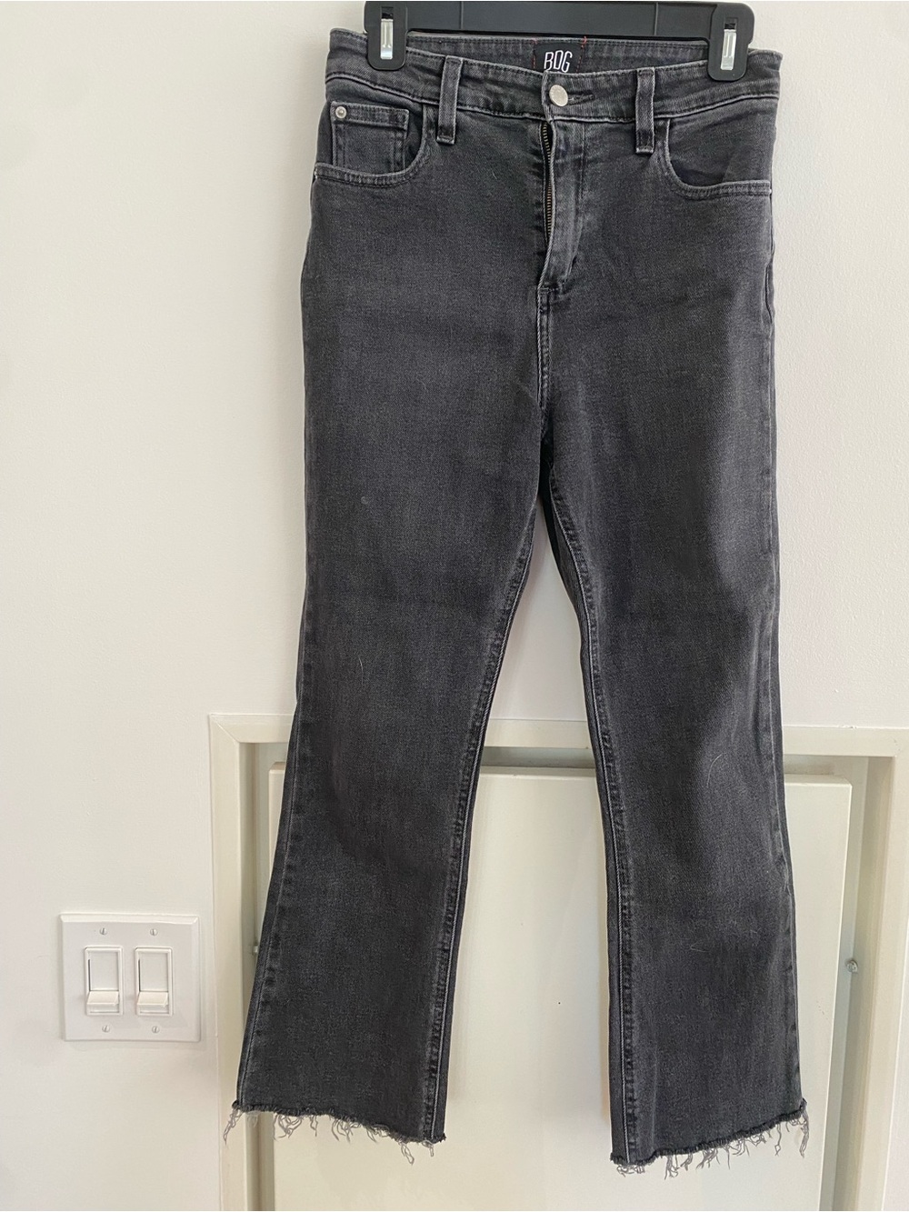 BDG Black Washed Flare Jeans with Raw Hem